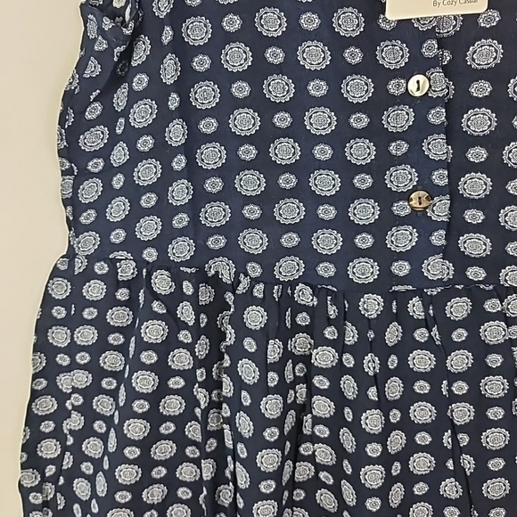 NEW Cozy Co Boho Anthro Geometric Navy BlueTiered Skirt Dress Size M NWT - Picture 4 of 8